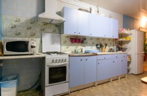 outdated kitchen interior view